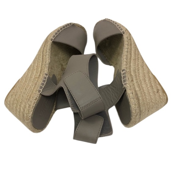 VINCE Sophie Leather Wedge Espadrille Sandals - Picture 8 of 15